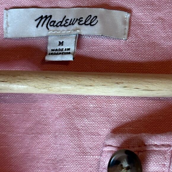 Madewell Linen Blend Puff Sleeve Tassle Tie Jumpsuit in PINK Size M - Picture 8 of 8